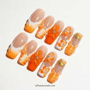 Citrus Flora full press-on nail set – sizes XS–L by Handora
