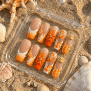 Citrus Flora press-on nails – hand-painted reusable gel set by Handora