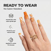 Citrus Flora floral nail design – handmade press-on nails by Handora