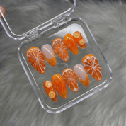 Citrus Glow nail design – handmade press-on nails by Handora