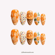 Citrus Sundae kawaii press-on nails by Handora