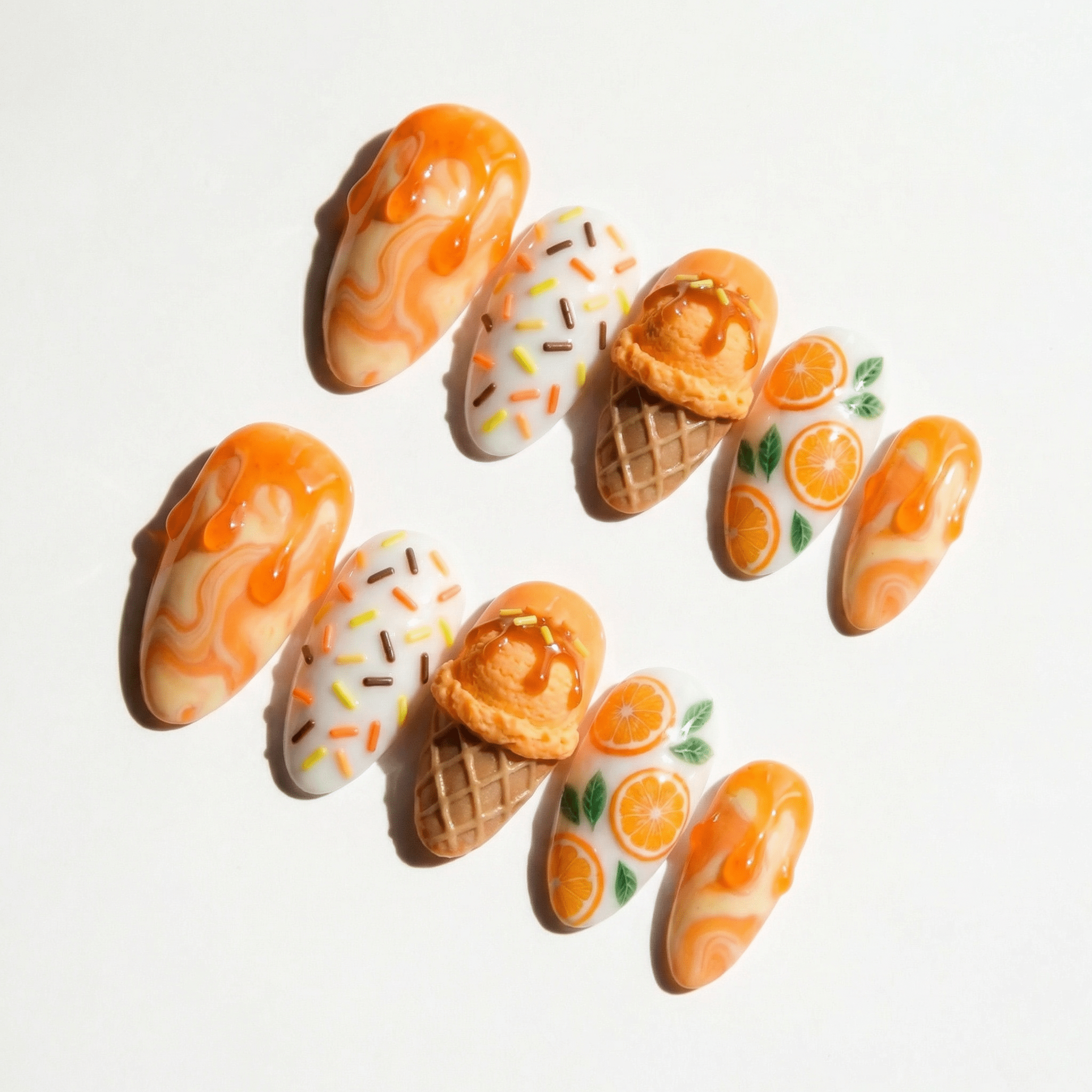 Citrus Sundae press-on nails by Handora