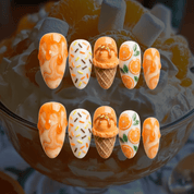 Citrus Sundae press-on nails – hand-painted reusable gel set by Handora