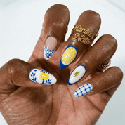 Citrus Tile nail design – handmade press-on nails by Handora