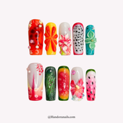 Citrus Zest almond press-on nails by Handora