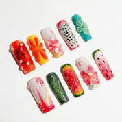 Citrus Zest salon-quality handmade press-on nails by Handora