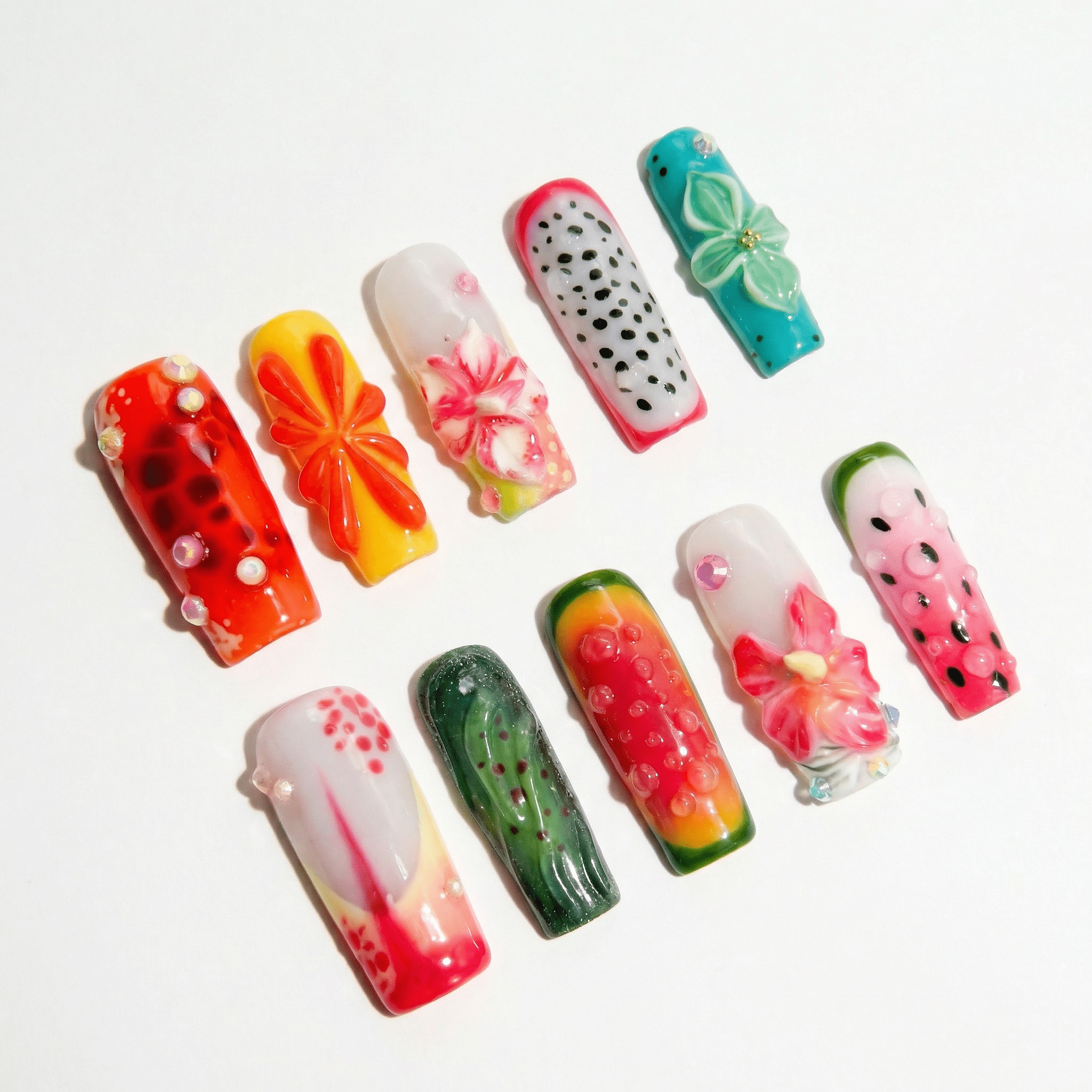 Citrus Zest salon-quality handmade press-on nails by Handora
