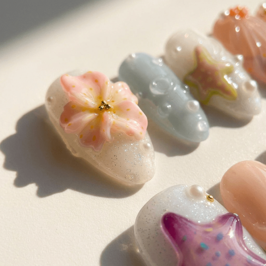 Coastal Wonders press-on nails by Handora