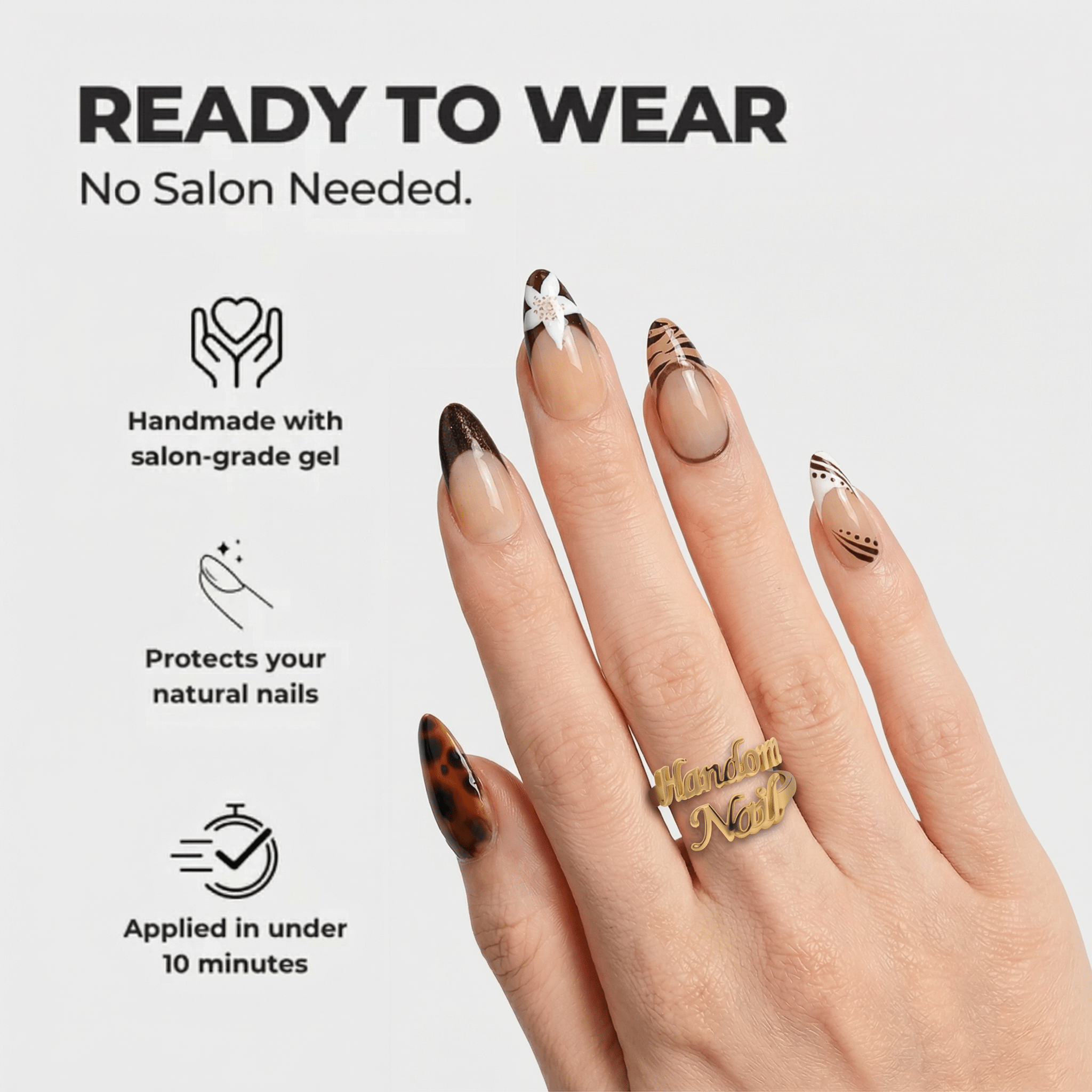 Cocoa Bloom - Handora Nails - almond nailsanimal printfall