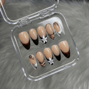 Cocoa Bloom brown press-on nails by Handora