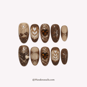 Cocoa Kisses press-on nails – design close-up by Handora