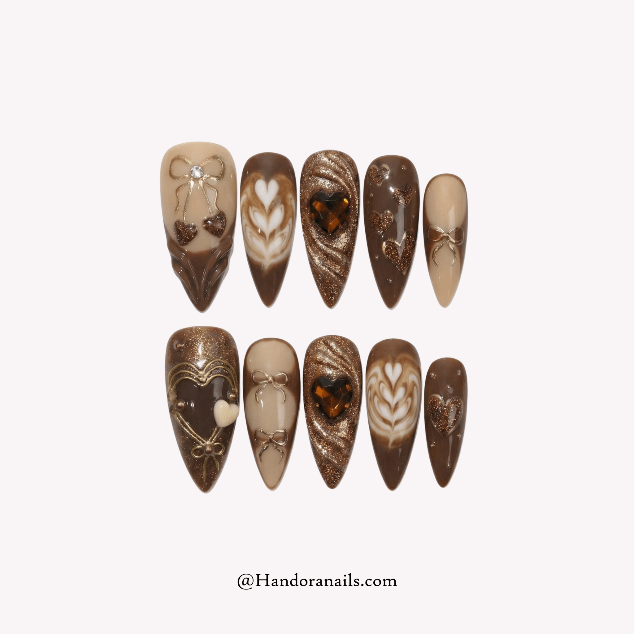 Cocoa Kisses brown press-on nails by Handora