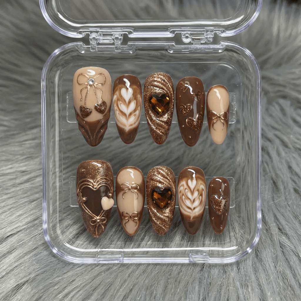 Cocoa Kisses full press-on nail set – sizes XS–L by Handora
