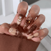 Cocoa Kisses press-on nails – design close-up by Handora