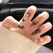 Cocoa Kisses press-on nails – hand-painted reusable gel set by Handora