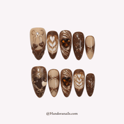 Cocoa Kisses brown 3d press-on nails by Handora