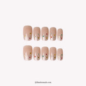 Confetti Noel Christmas press-on nails - white background by Handora Nails