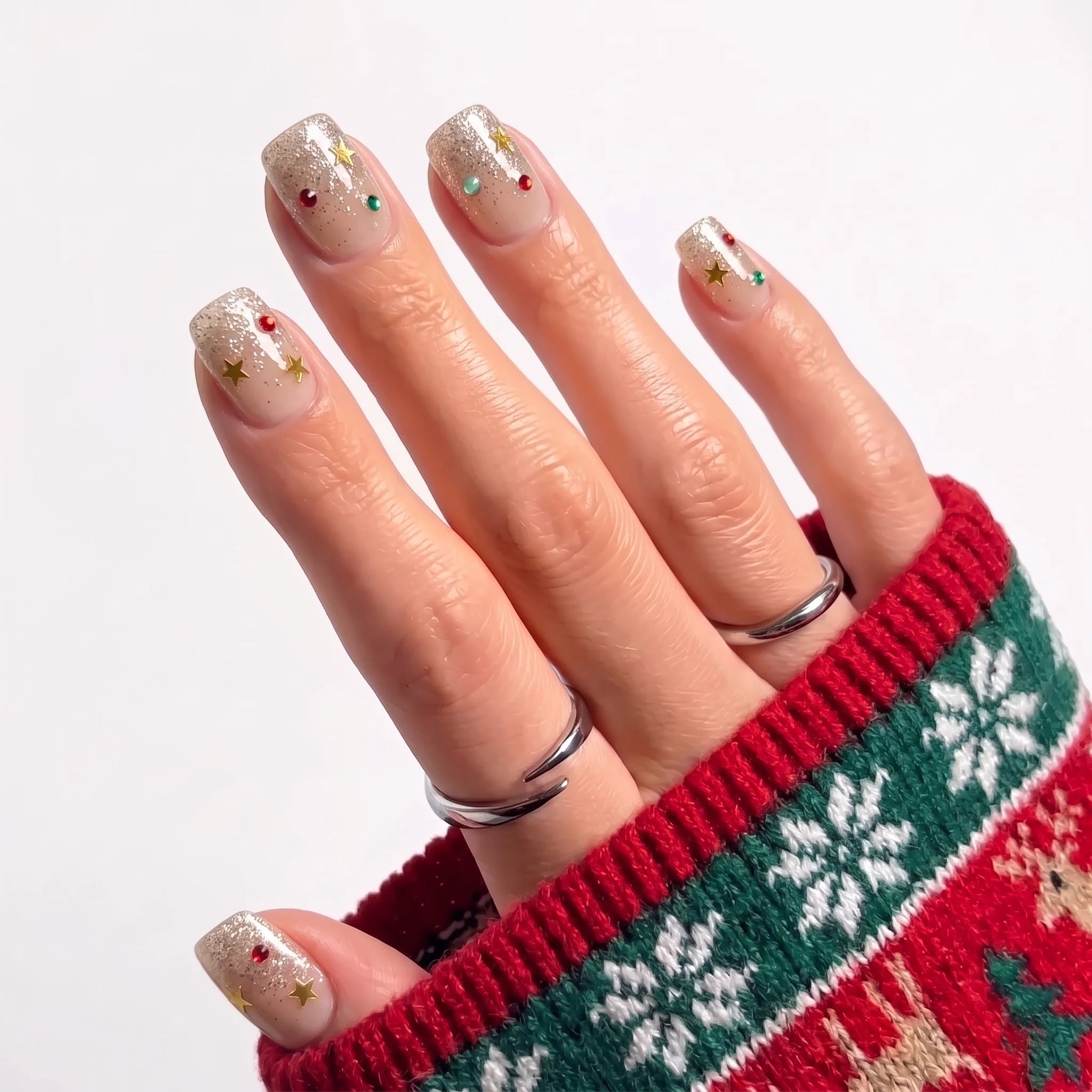 Confetti Noel Christmas press-on nails - design view 5 by Handora Nails