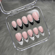 Coquette Bow nail design – handmade press-on nails by Handora
