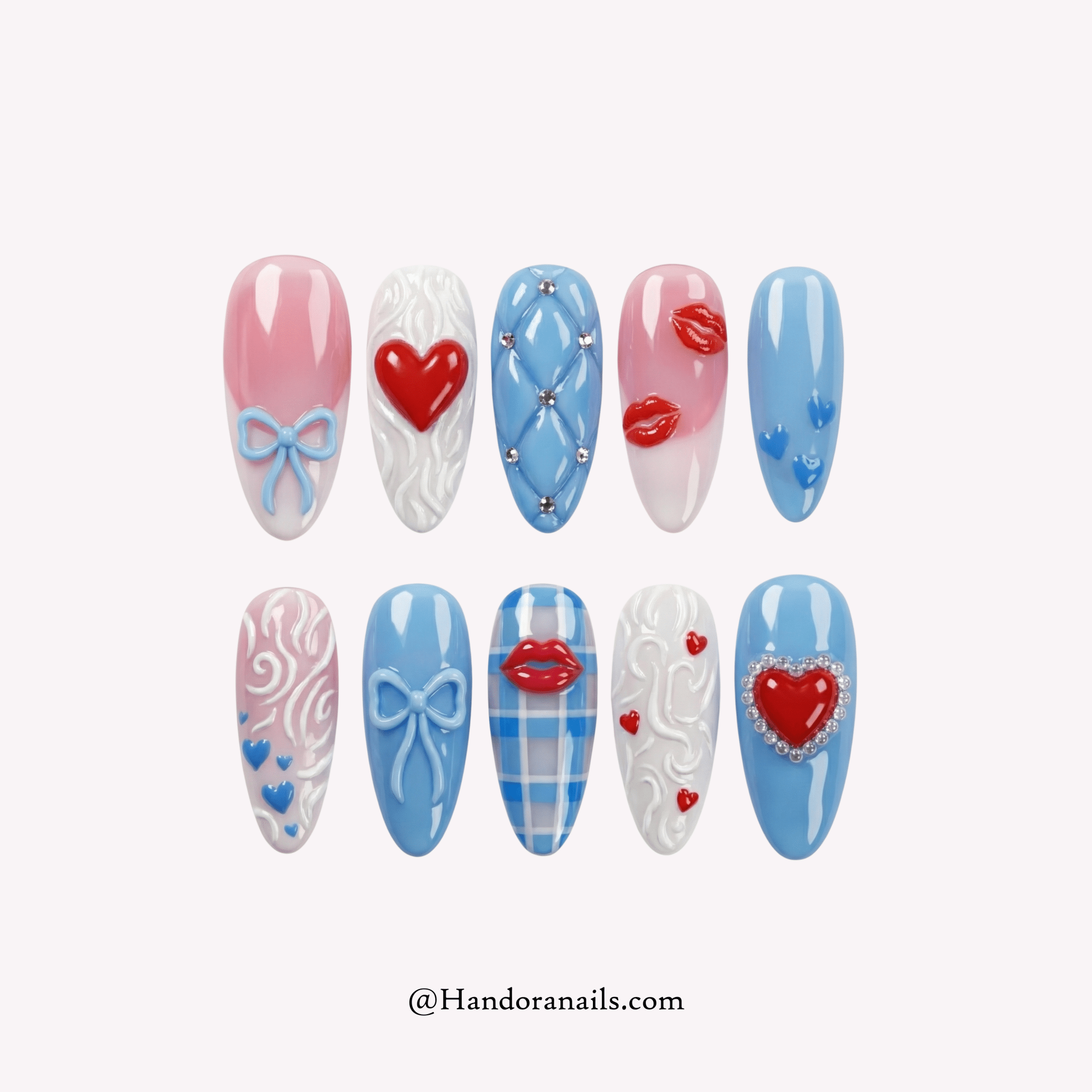 Coquette Charms 3d press-on nails by Handora
