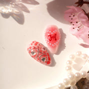 Coquette Kiss 3d nail design – handmade press-on nails by Handora