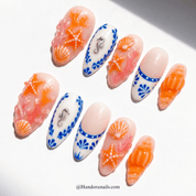 Coral Charm full press-on nail set – sizes XS–L by Handora