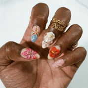 Coral Tide press-on nails – hand-painted reusable gel set by Handora
