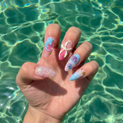 Coral Whispers press-on nails – design close-up by Handora