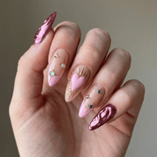 Cosmic Magenta press-on nails – hand-painted reusable gel set by Handora