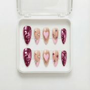 Cosmic Magenta press-on nails – design close-up by Handora