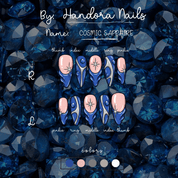 Cosmic Sapphire press-on nails – design close-up by Handora