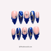 Cosmic Sapphire blue cat eye press-on nails by Handora