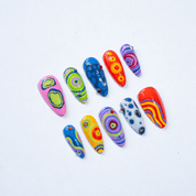 Cosmic Swirls press-on nails – design close-up by Handora