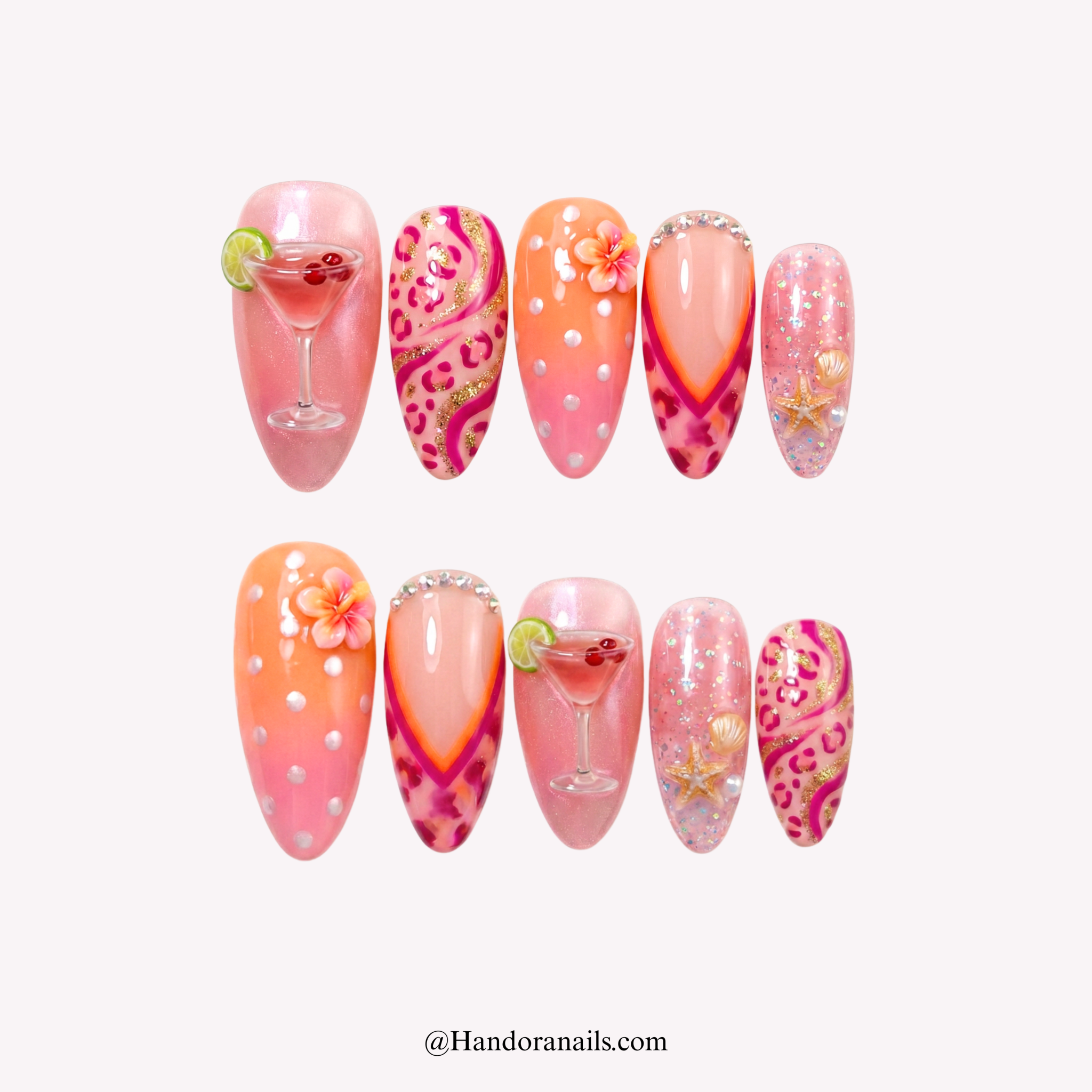 Cosmopolitan french tip press-on nails by Handora