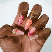 Cosmopolitan press-on nails – hand-painted reusable gel set by Handora