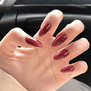 Crimson Aura nail design – handmade press-on nails by Handora