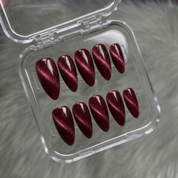 Crimson Aura salon-quality handmade press-on nails by Handora