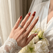 Crimson Bloom press-on nails – hand-painted reusable gel set by Handora