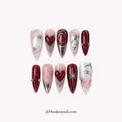 Crimson Cyber red stiletto gothic press-on nails by Handora
