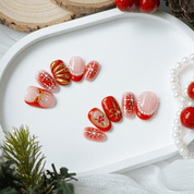 Crimson Joy red square press-on nails by Handora