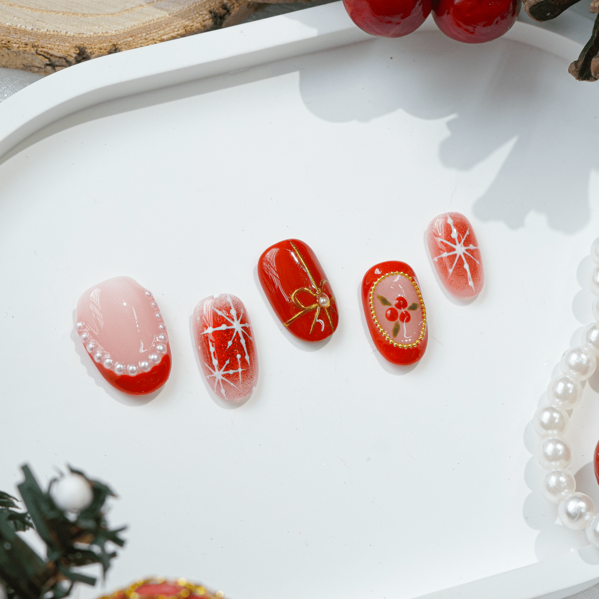 Crimson Joy full press-on nail set – sizes XS–L by Handora