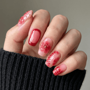Crimson Rose press-on nails – hand-painted reusable gel set by Handora