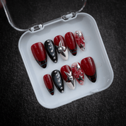 Crimson Star red press-on nails by Handora
