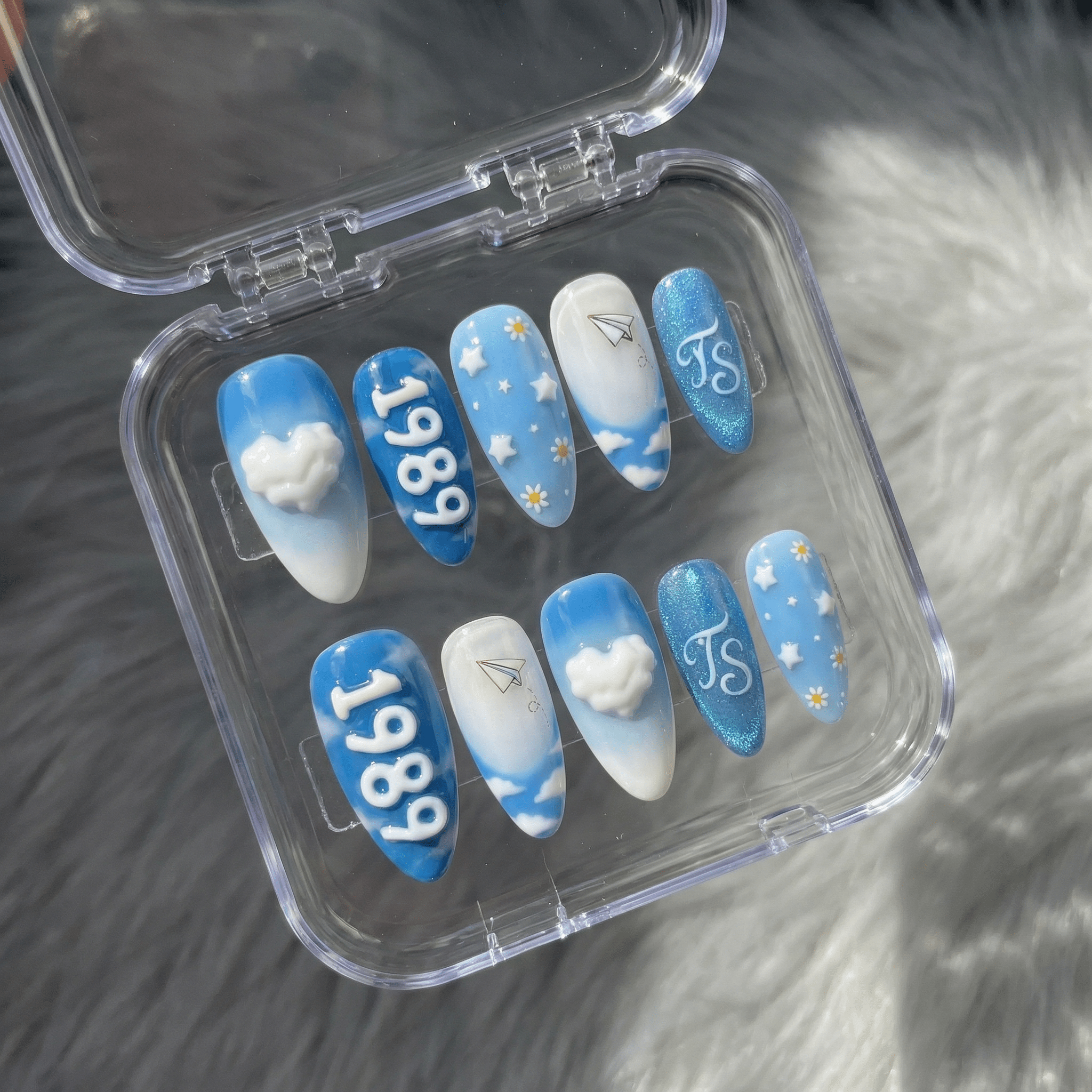 Crystal Skies crystal nail design – handmade press-on nails by Handora