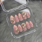 Cuddly Poodle kawaii nail design – handmade press-on nails by Handora