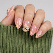 Cuddly Poodle press-on nails – hand-painted reusable gel set by Handora