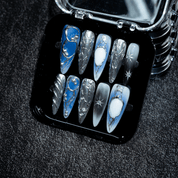 Cyber Aura press-on nails – hand-painted reusable gel set by Handora