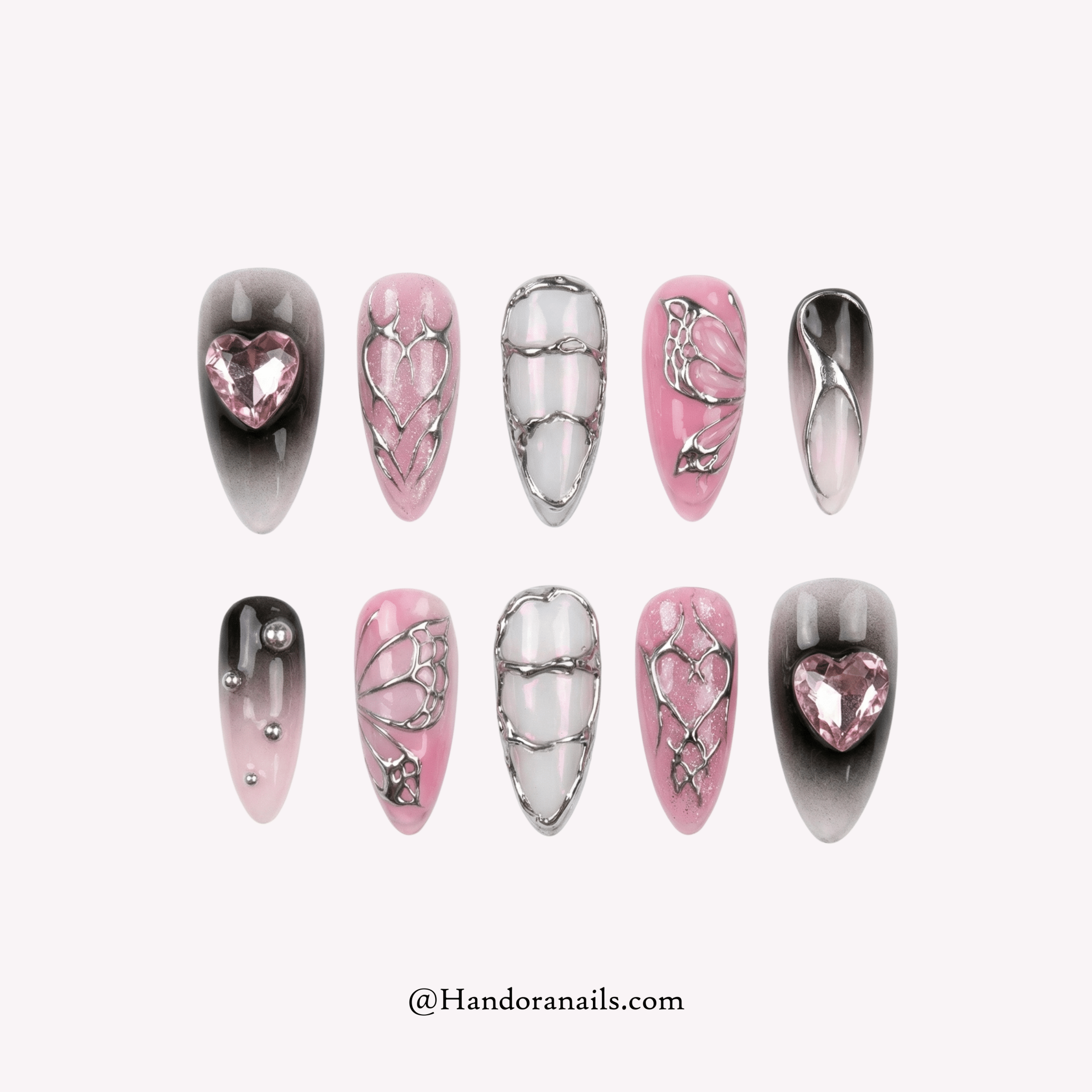 Cyber Heart 3d press-on nails by Handora