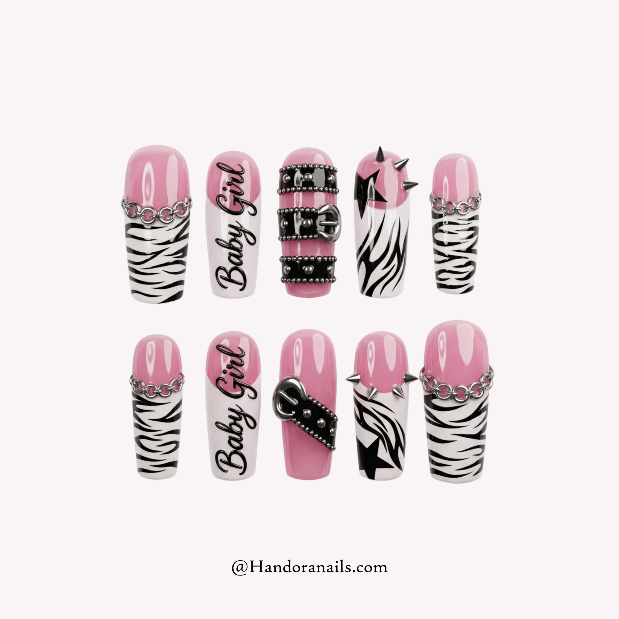 Cyber Punk 3d press-on nails by Handora