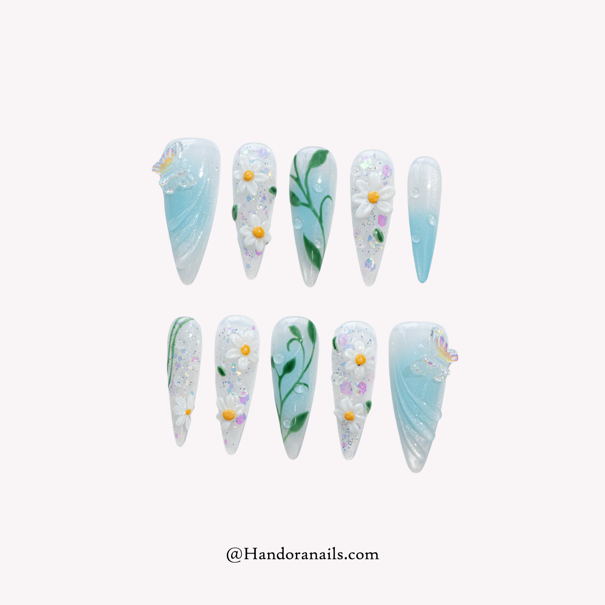 Daisy Garden 3d press-on nails by Handora